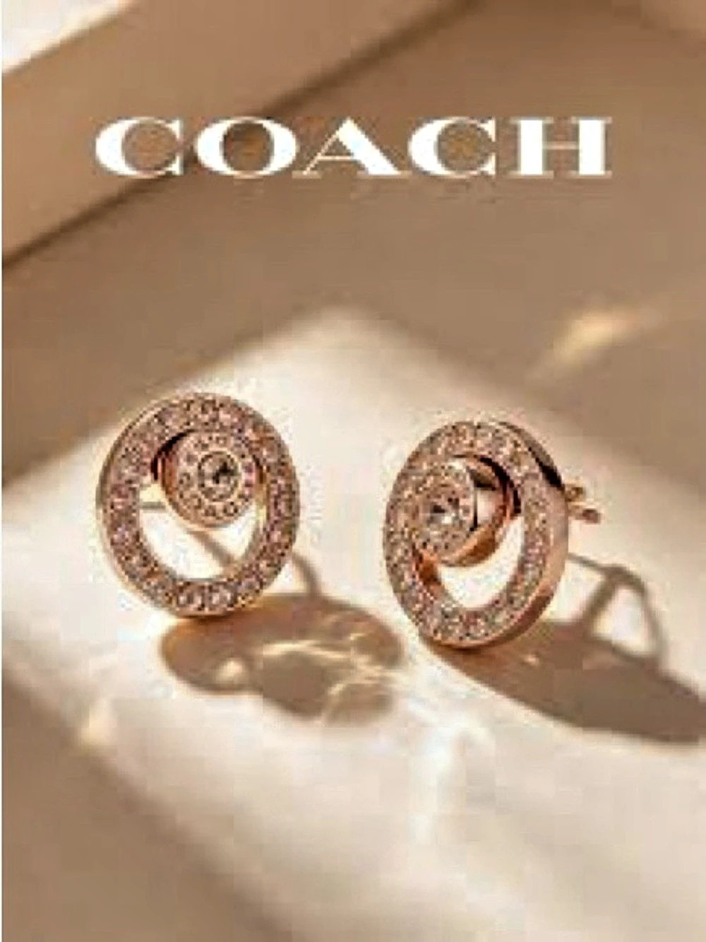 Coach Open Circle Halo Stud Earrings Rose Gold - Picture 1 of 6